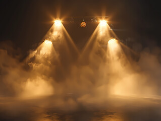 Spotlight beams with smoke in stage