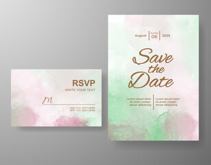 Wedding invitation with abstract watercolor background
