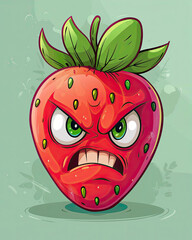 cartoon angry strawberry 