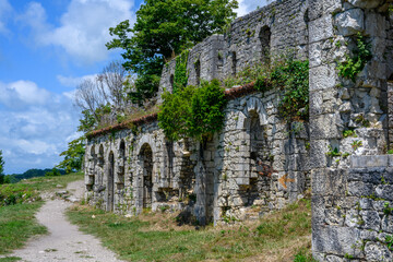 Ruins of Anacopia Fortress at the top of the Iverian Mountain in New Athos, Abkhazia.