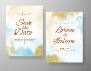 Wedding invitation with abstract watercolor background