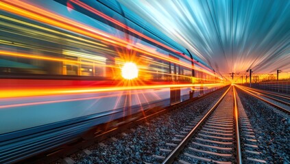 Obraz premium Incorporate motion blur into the image to create a sense of dynamism and energy around the solar panel fence.