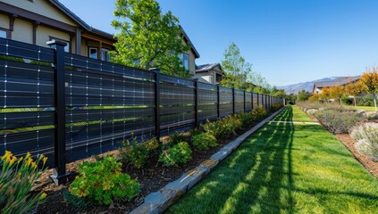 Showcase the durability of the solar panel fence by capturing it in various weather conditions.