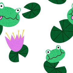 Cartoon animals seamless frogs pattern for wrapping paper and fabrics and kids