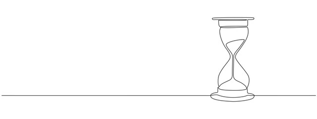 One continuous editable line of hourglass illustration. Time management, business deadline concept. Simple line vector illustration.