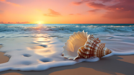 Beautiful conch shell on the beach