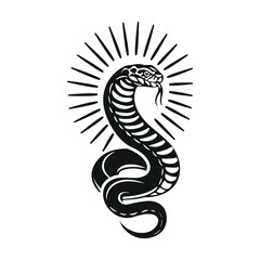 Fototapeta premium Cobra silhouette. Vector template for tattoo. White background. 