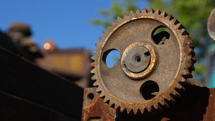 timing gear of the engine shaft. close-up