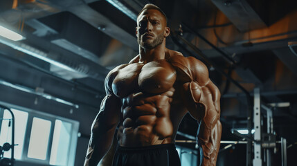 Fototapeta na wymiar epic bodybuilder in the gym