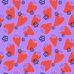 Fruit seamless strawberry pattern for fabrics and textiles and packaging