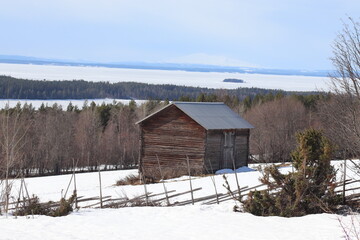 old barn in winter