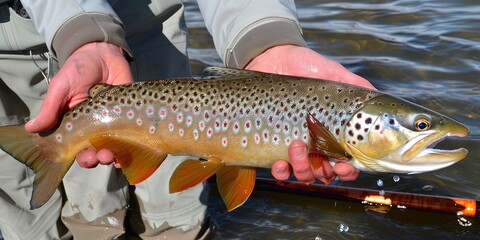 Obraz premium fisherman holding catch