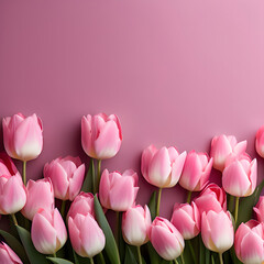 Fototapeta premium pink tulip banner background