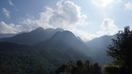 clouds over the mountains Sa Pa Vietnam panorama view