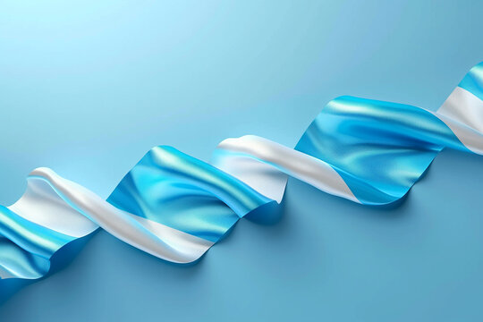 Blue and White Ribbon on Blue Background