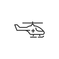 Medical helicopter icon. Simple icon depicting an air ambulance for rapid emergency response and critical patient transport. Ideal for healthcare services, emergency apps. Vector illustration