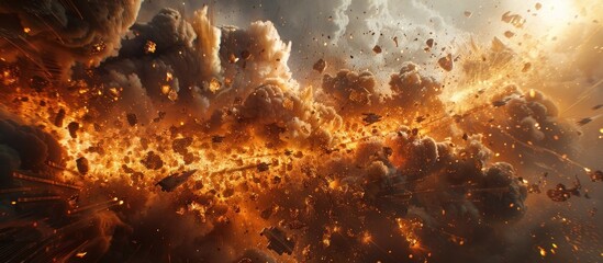 Intense Futuristic Firestorm Engulfs High Tech Battlefield in Explosive Chaos and Devastation