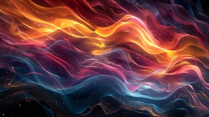 3d Abstract Pulsations, Flowing Waves, Dynamic Energy, Vibrant Colors, Layered Structures, Translucent Layers, Optical Illusions, Bold Contrasts, Energetic Movement