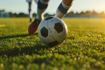 Soccer player kicking the ball