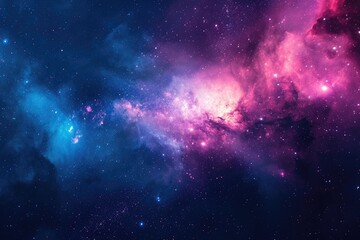 Fototapeta premium Deep space exploration. Colorful nebula and distant galaxies. Illustration of a background with a majestic space theme.