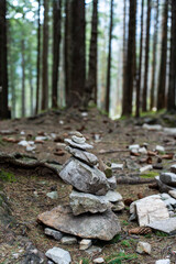 A tower of stones in the forest, relaxation time