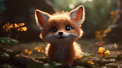 Adorable baby fox. Created with Generative AI.