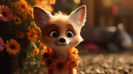 Adorable baby fox. Created with Generative AI.