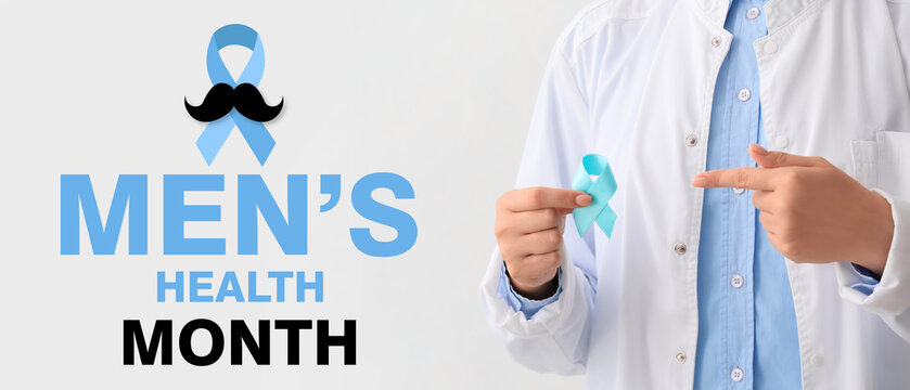 Female doctor with awareness ribbon on light background, closeup. Diabetes concept - Powered by Adobe