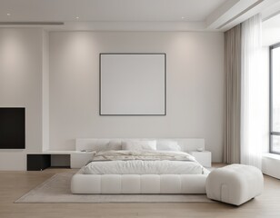 Modern Living Room Interior Mockup with Wall Art and Decoration