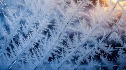 Intricate frost patterns on a window