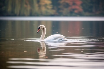 Fototapeta premium serene swan gliding on tranquil lake
