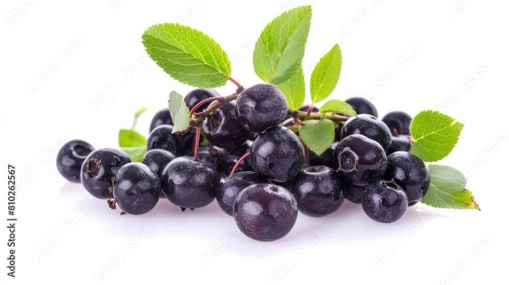 Wall mural bilberry on isolated white background. - Wall murals