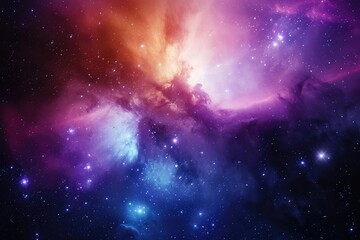 Obraz premium Fantasy cosmic scene with planets and star clusters. Illustration of a background with a majestic space theme.