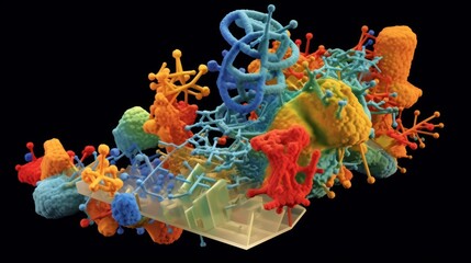 Colorful 3d rendering of abstract molecular structures