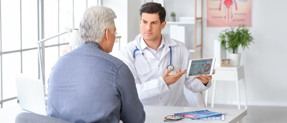 Senior man visiting urologist in clinic