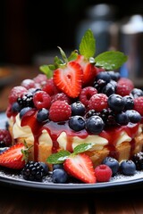 Delicious assortment of fresh berries and fruit on a plate