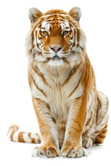 Fototapeta premium Tiger isolated on white background. Vertical shot of a wild animal
