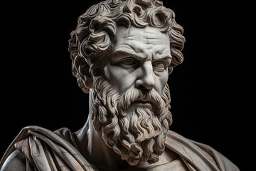 Obraz premium Detailed sculpture of a bearded man with curly hair