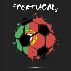 Abstract soccer ball with Portugal national flag colors. Flag of Portugal in the form of a soccer ball made on an isolated background. Football championship banner. Vector illustration