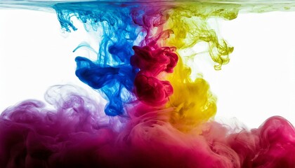 mélange d'encre de couleur dans de l'eau en ia, fumée colorée papier peint - obrazy, fototapety, plakaty