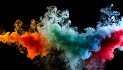 fumée multicolore sur fond noir, background en ia