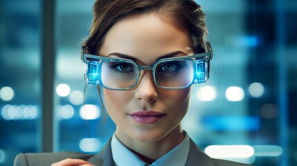 futuristic woman with high-tech glasses