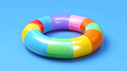a  colorful swim inflatable ring or rubber ring isolated on background, summer vacation concept, swim tube for pool.