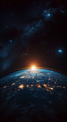 Fototapeta premium Abstract Concept about Earth and space, fantasy stars and universe. 4K Wallpaper and Background for desktop, laptop, Computer, Tablet, Mobile Cell Phone, Smartphone, Cellphone