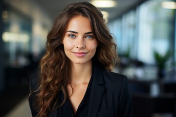 Fototapeta premium Confident business woman with beautiful wavy hair