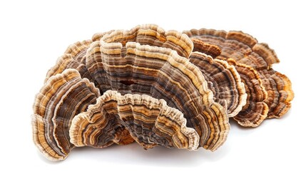 organic turkey tail mushroom in white background