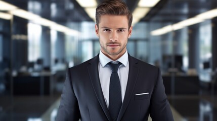 Confident businessman in suit and tie