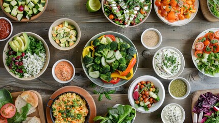 Nutritious Nourishment: Present a variety of wholesome meals designed to promote well-being and vitality in visually enticing setups.