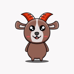 Obraz premium cute vector design illustration of a goat mascot