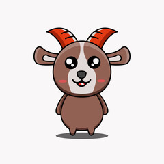 cute vector design illustration of a goat mascot